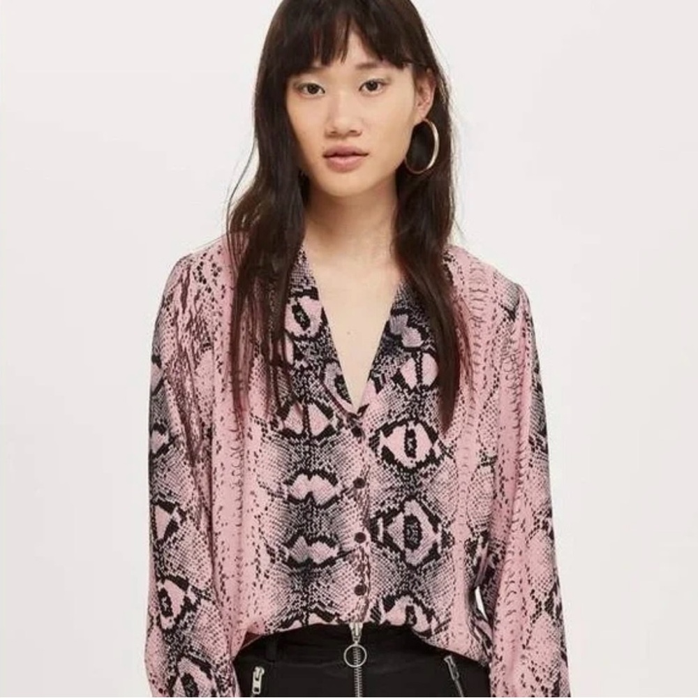 Topshop Pink Snake Print Top